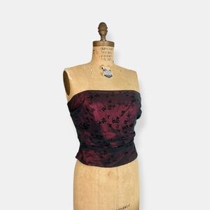 Vintage Y2K Whimsigoth Elegant Strapless Floral Corset Top